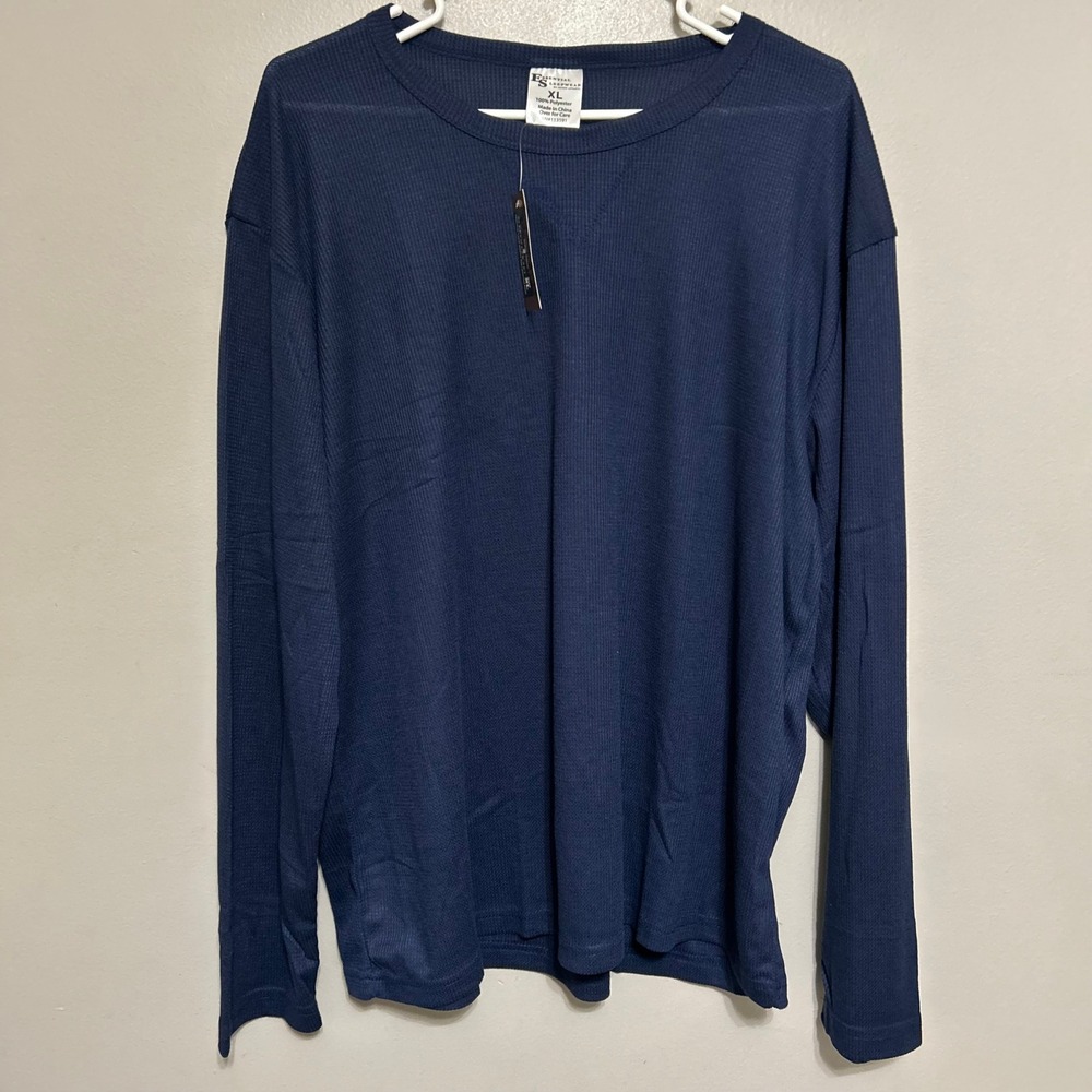 Seven Apparel Thermal Top Mens XL Navy Blue Waffle Knit Long Sleeve Base  Layer